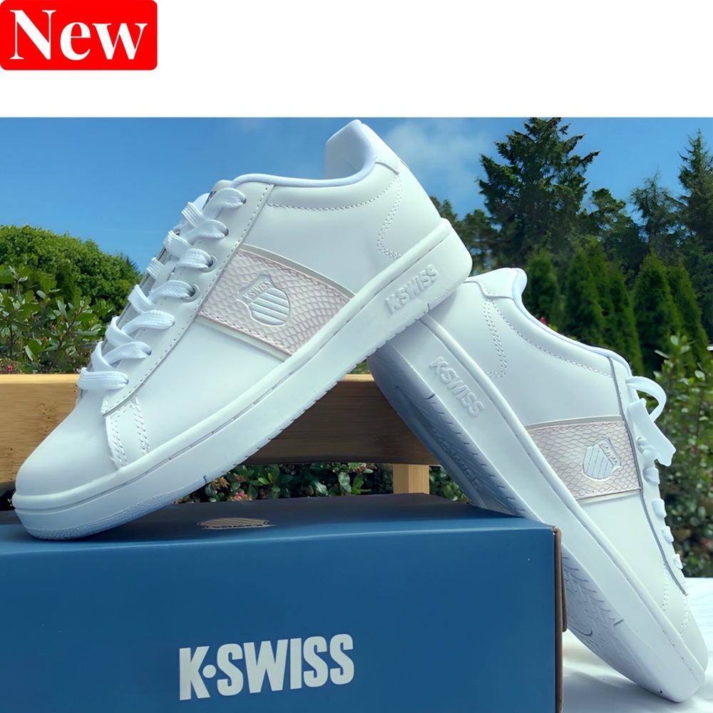 🆕 K-Swiss COURT VITTORA White w/ gray snake skin print